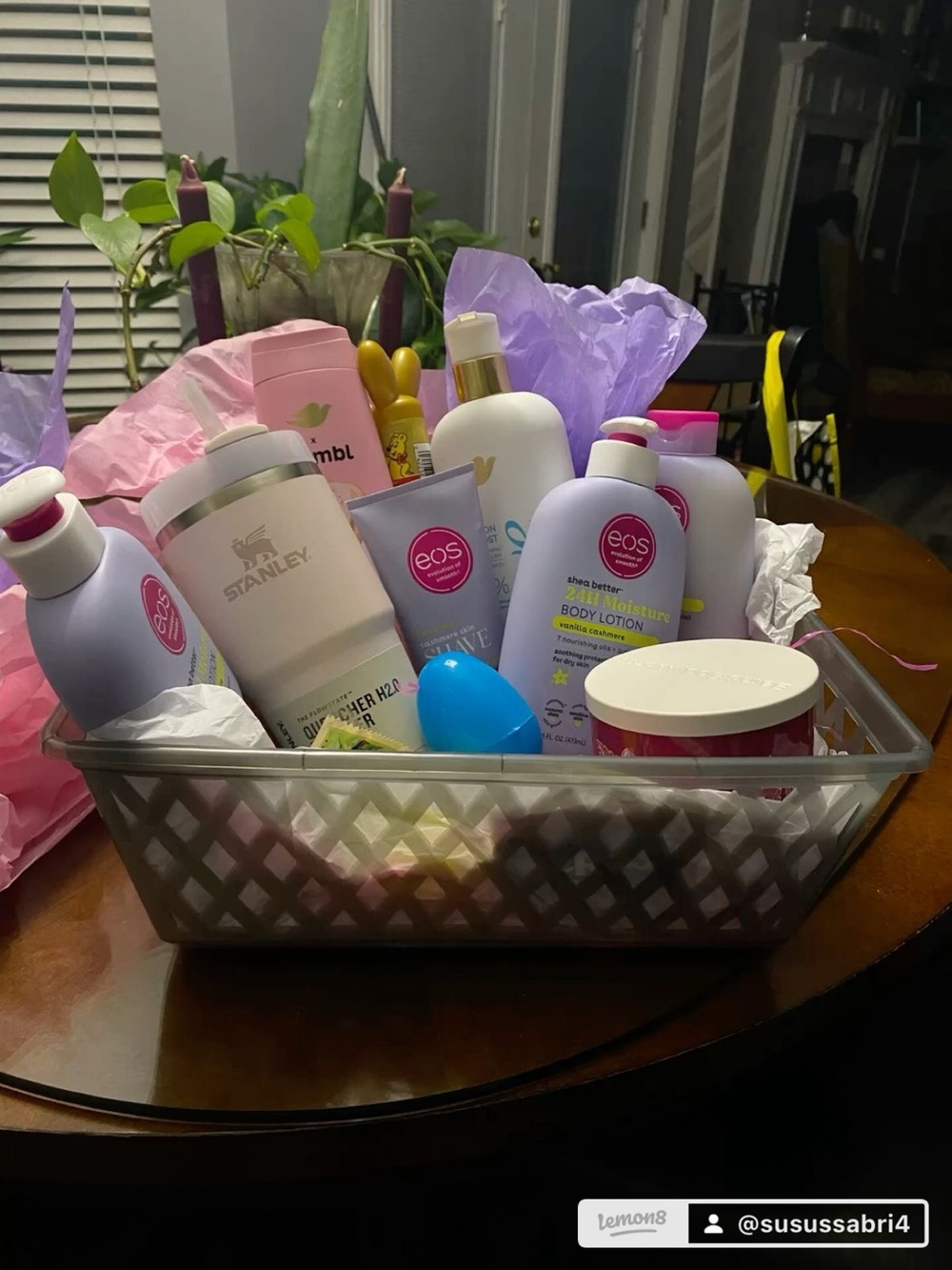 Body Care Gift Basket with EOS Lotions and Stanley Tumbler